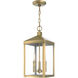 Nyack 3 Light 8.25 inch Antique Brass Outdoor Pendant Lantern