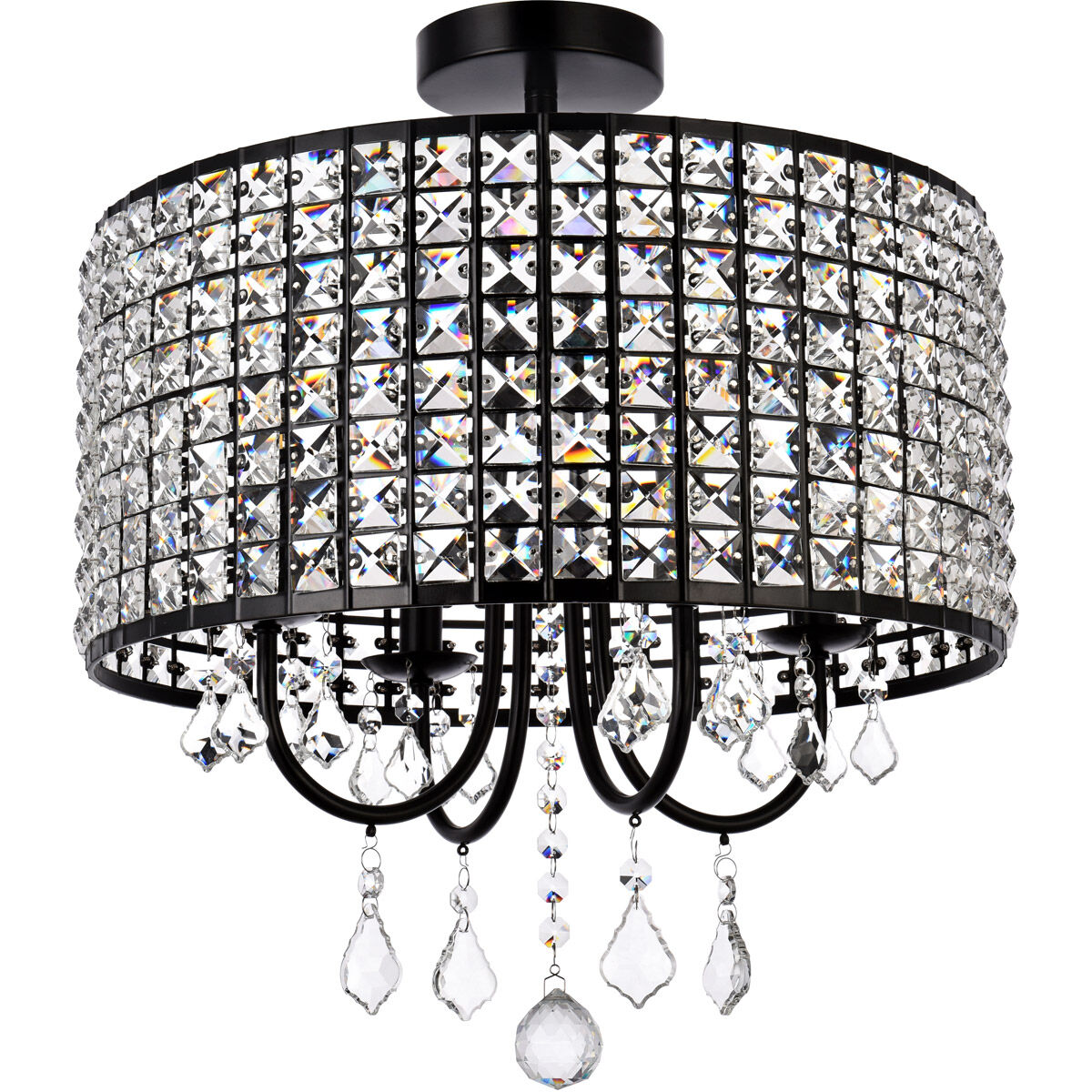 Elise 4 Light 17 inch Black Flush Mount Ceiling Light
