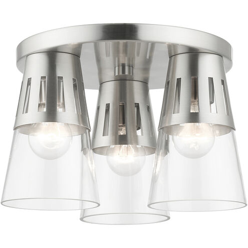 Bennington 3 Light 13 inch Brushed Nickel Flush Mount Ceiling Light