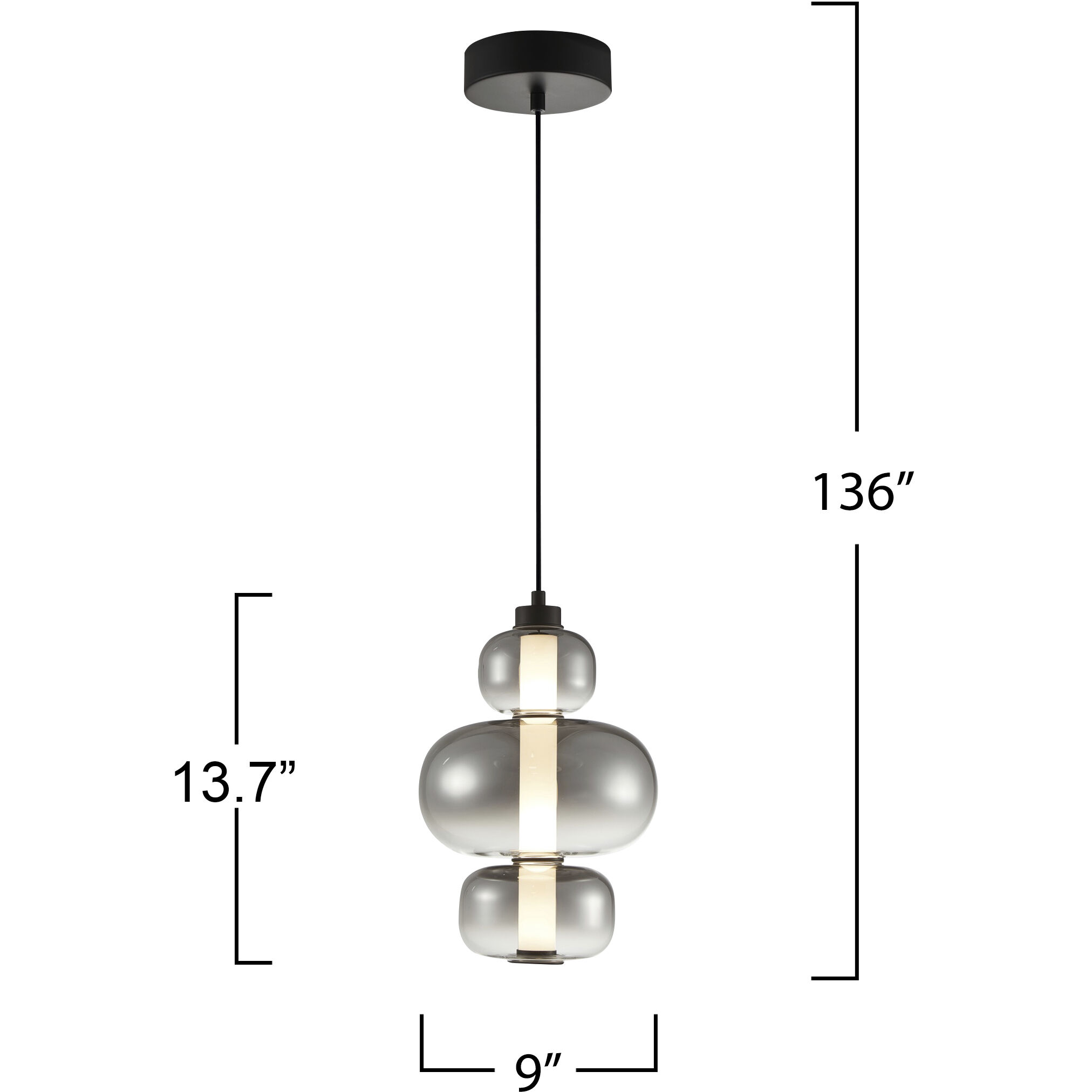 Astra LED 9 inch Black Pendant Ceiling Light