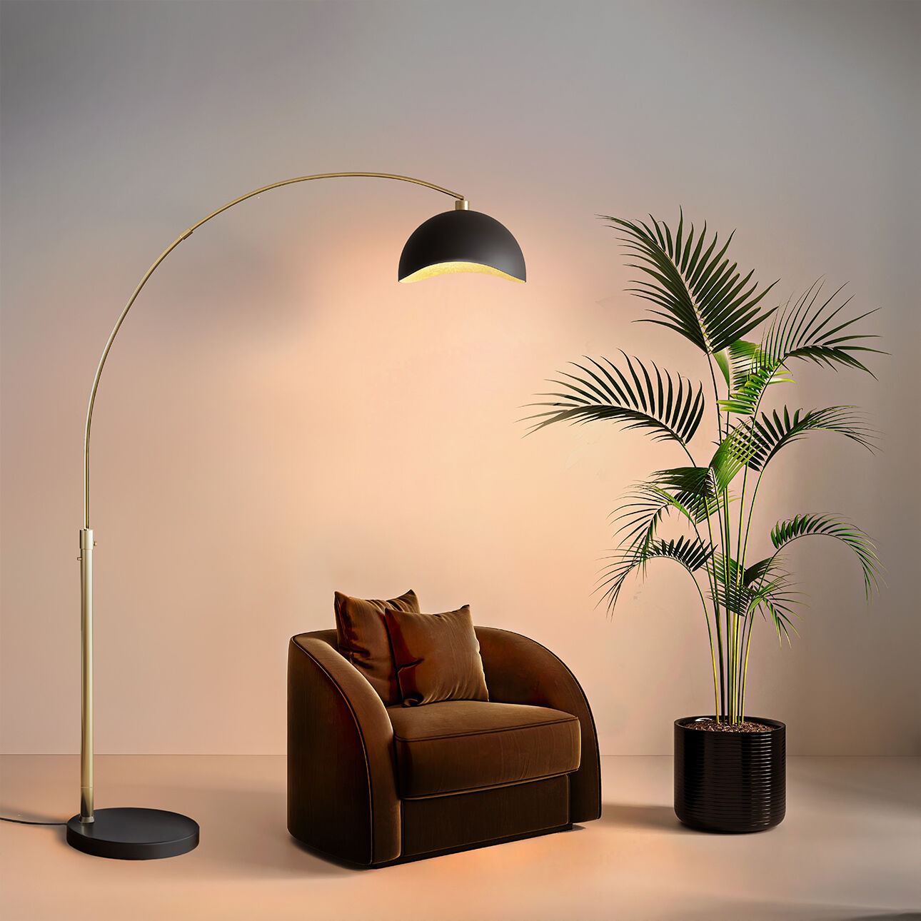 Luna Bella 92 inch 100.00 watt Weathered Brass and Black Arc Floor Lamp Portable Light