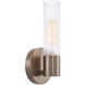 Fusion Collection - Rimini Family 1 Light 4.25 inch Brushed Brass and Clear Ribbed Wall Sconce Wall Light, EVOLV