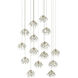 Crystal Bud 15 Light 27 inch Contemporary Silver Leaf Multi-Drop Pendant Ceiling Light