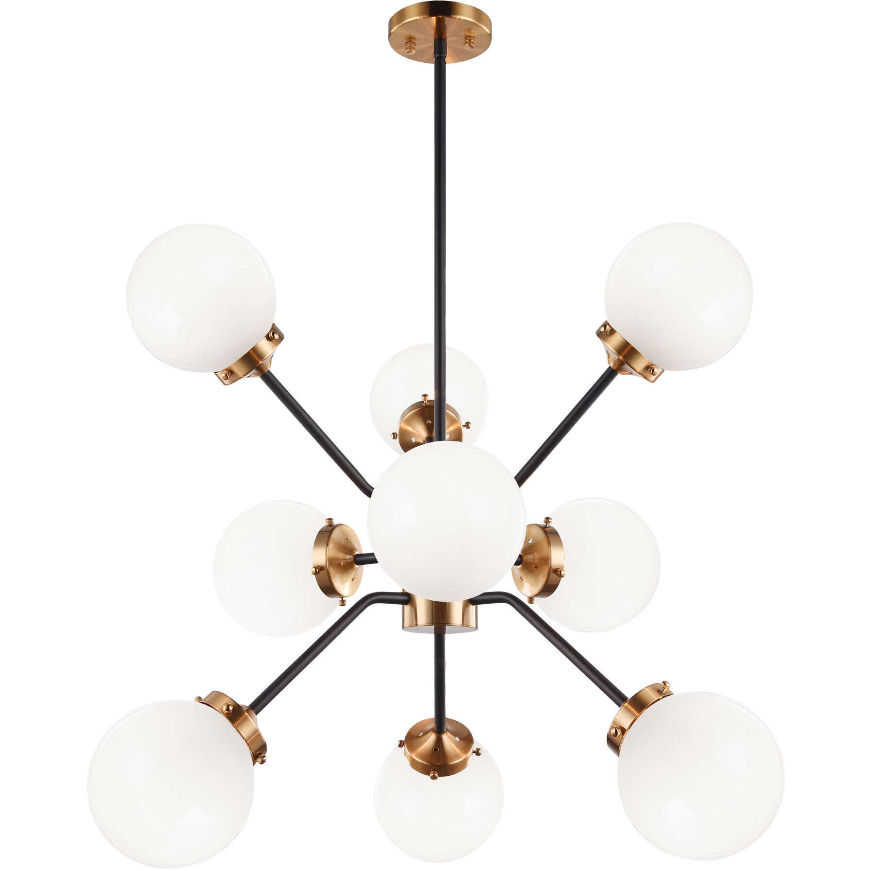 Maru 9 Light 28.25 inch Aged Gold Brass Chandelier Ceiling Light in Aged Gold Brass and Opal Glass