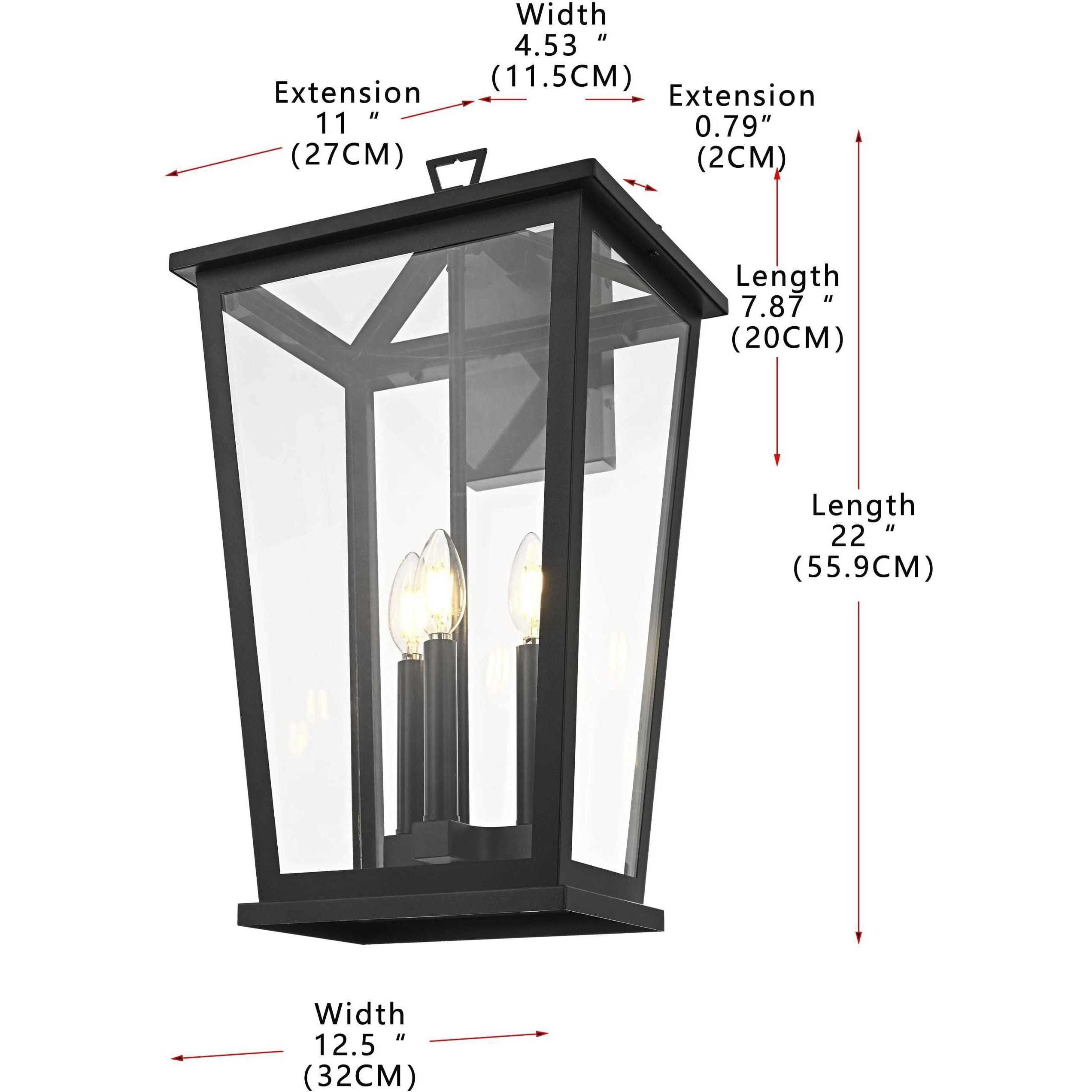 Berks 3 Light 22 inch Black Outdoor Wall Sconce