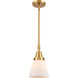 Franklin Restoration Small Cone 1 Light 6 inch Satin Gold Mini Pendant Ceiling Light in Matte White Glass