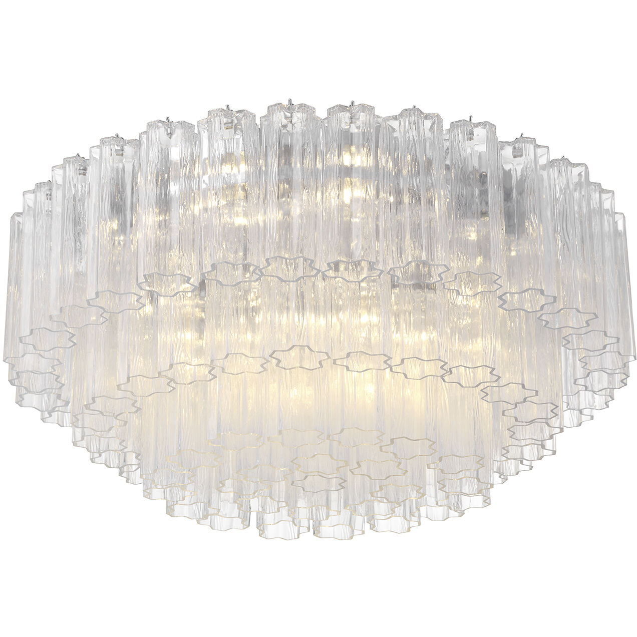 Addis 16 Light 32 inch Polished Chrome Flush Ceiling Light in Tronchi Glass Clear