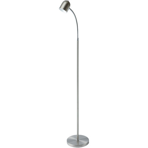 Contemporary 53 inch 5.00 watt Satin Chrome Task Floor Lamp Portable Light, Gooseneck