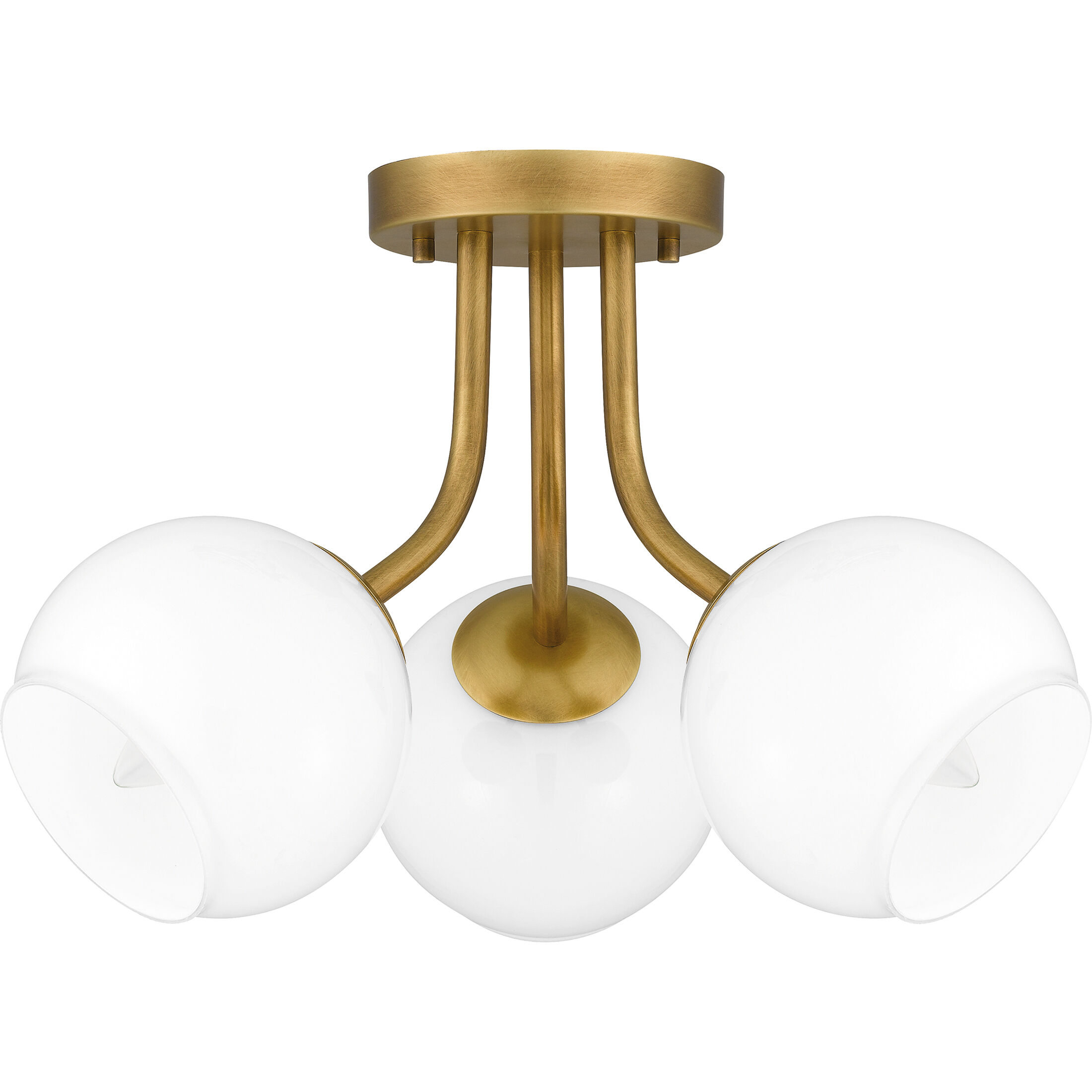 Oberlin 3 Light 16 inch Weathered Brass Semi-Flush Mount Ceiling Light