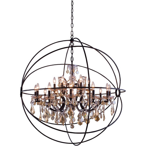 Geneva 18 Light 44 inch Dark Bronze Pendant Ceiling Light in Golden Teak, Urban Classic
