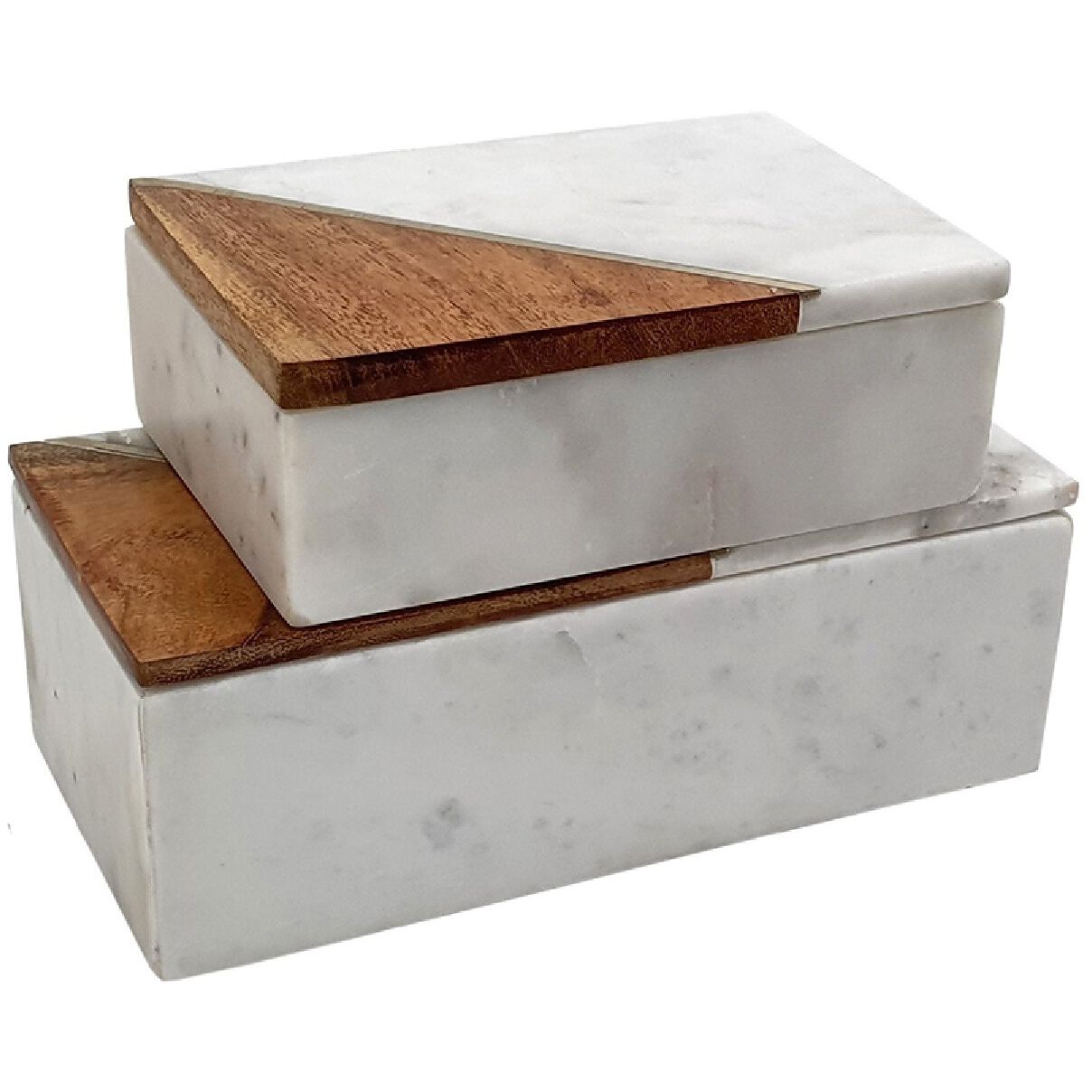 Anita 3.9 inch White/Brown Marble Boxes