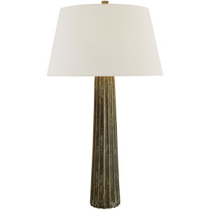 Chapman & Myers Fluted Spire 31.5 inch 150 watt Bronze Table Lamp Portable Light in Linen, Large