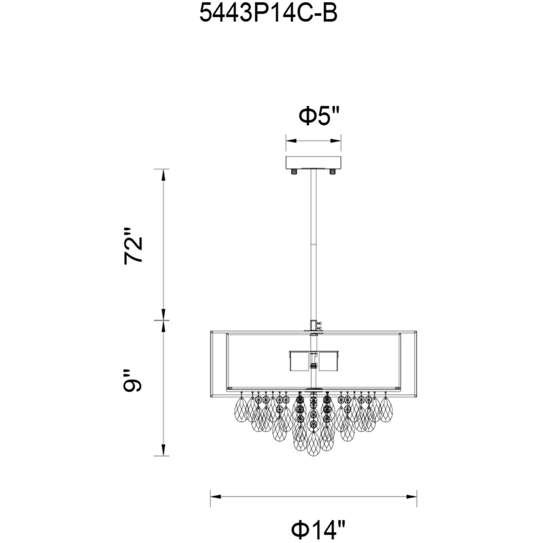 Dash 3 Light 14 inch Chrome Drum Shade Chandelier Ceiling Light in Black