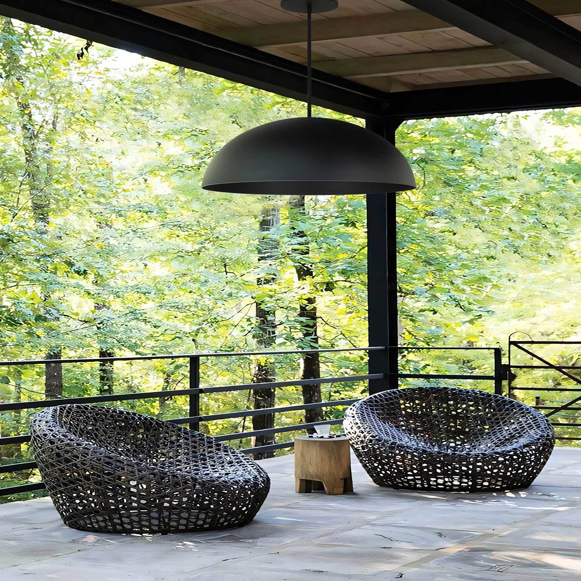 Half Round LED 23.63 inch Sand Black Outdoor Pendant