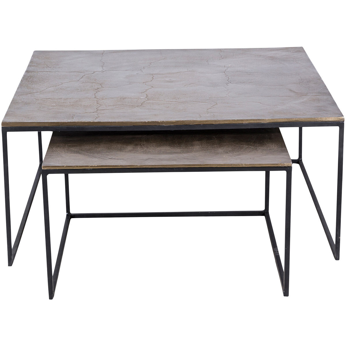 Sanborn 36 X 16 inch Antique Brass and Matte Black Side Table, Set of 2