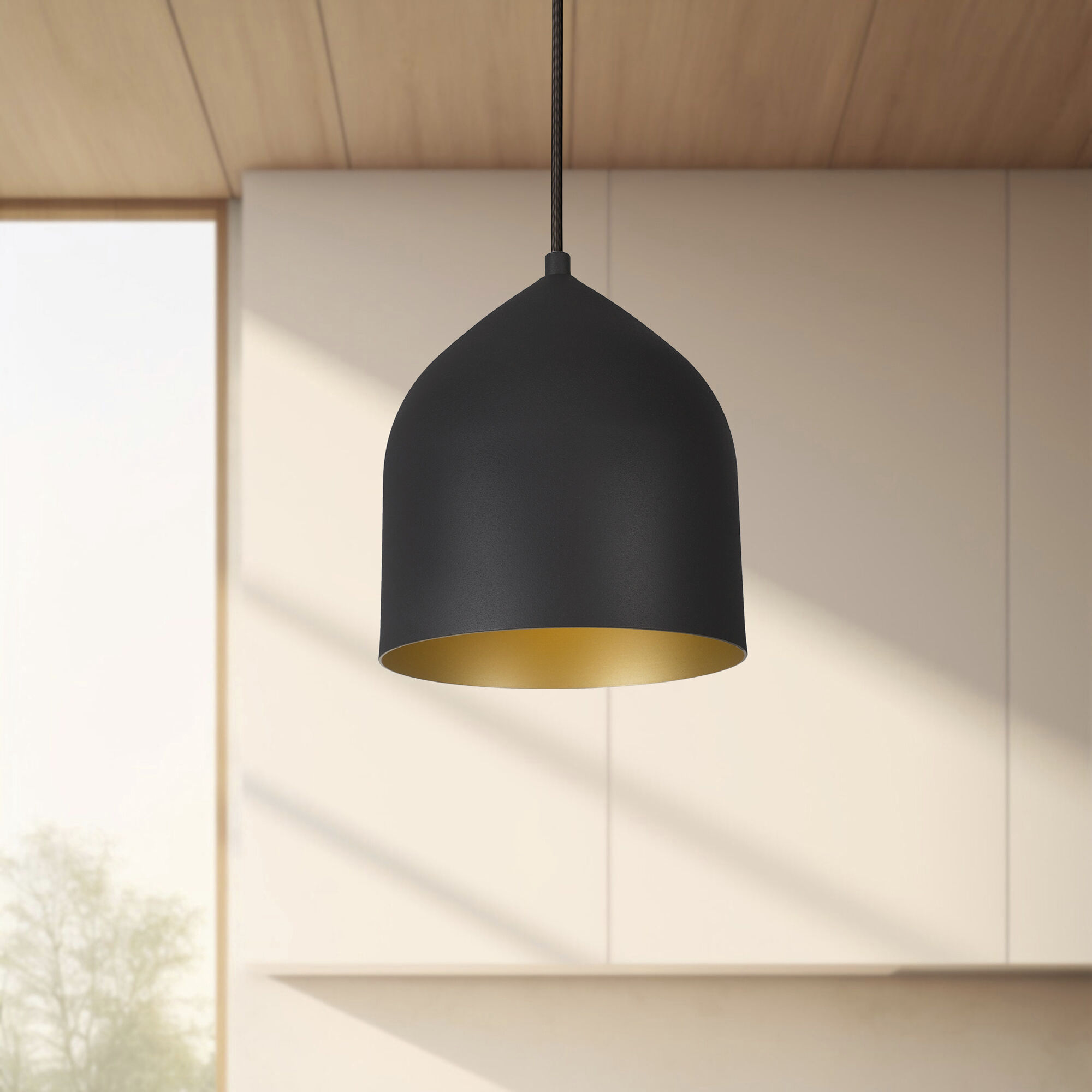 Helena Pendant Ceiling Light in Black and Gold