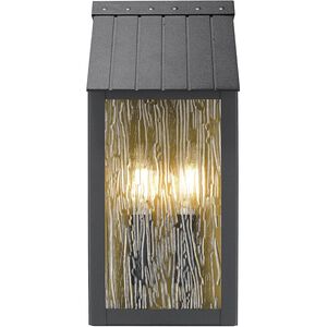 Point 2 Light 13.5 inch Black and Brass Outdoor Wall Sconce