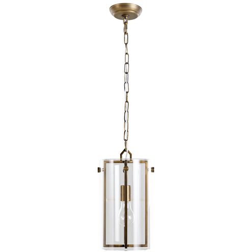 Sharon 1 Light 8.5 inch Antique Brass / Clear Glass Pendant Ceiling Light
