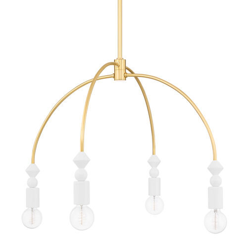 Flora 4 Light 30 inch Aged Brass Chandelier Ceiling Light