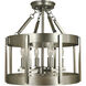 Pantheon 4 Light 14 inch Satin Pewter with Polished Nickel Semi-Flush Mount Ceiling Light in Satin Pewter/Polished Nickel