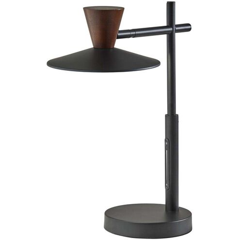 Elmore 17 inch 8.00 watt Black / Walnut Wood Desk Lamp Portable Light