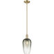 Downtown Urban Brookhaven Flute 1 Light 7 inch Champagne Bronze Mini Pendant Ceiling Light in Slate Glass