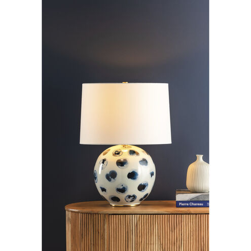 Blue Point 22 inch 75.00 watt White Bisque and Blue Dots Table Lamp Portable Light