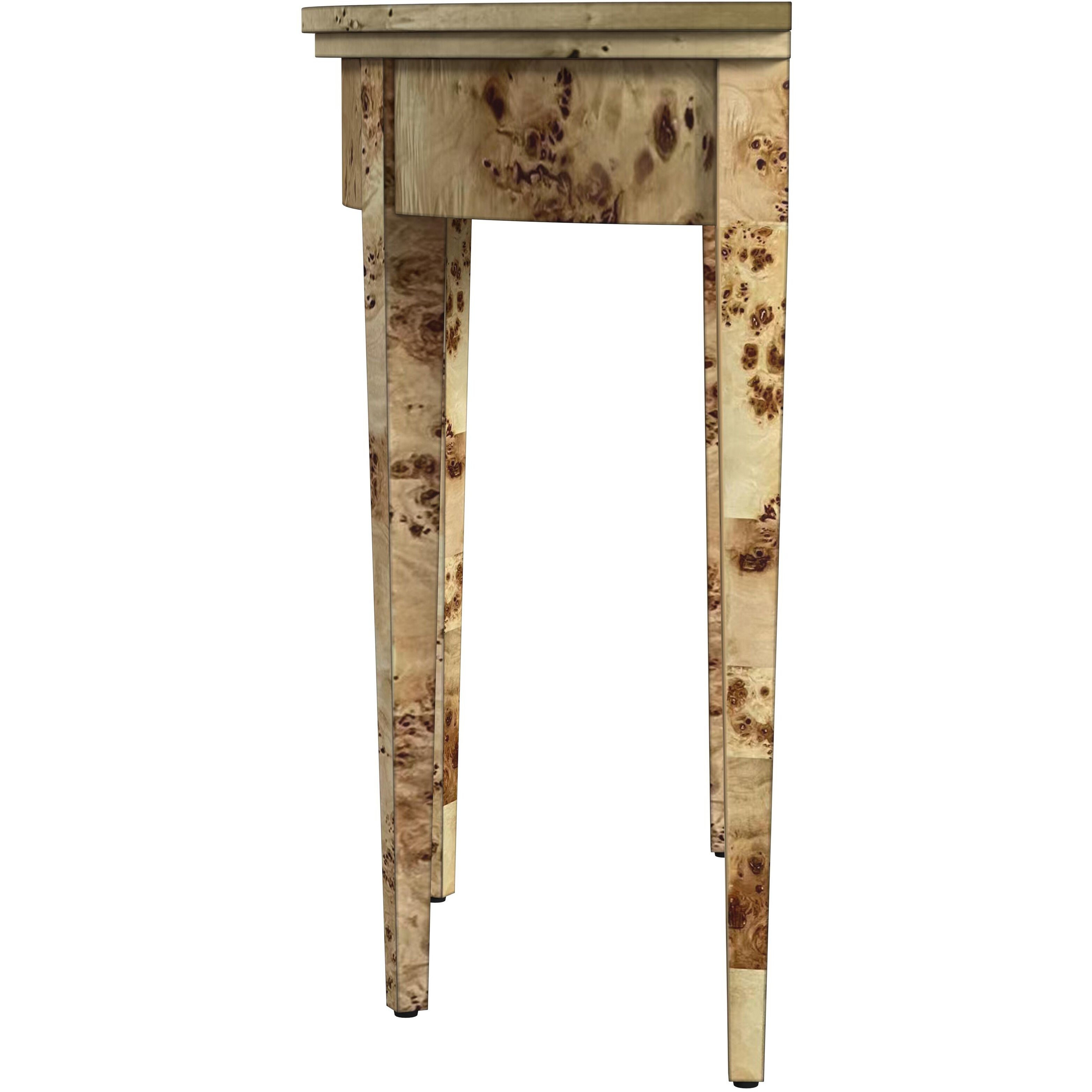 Hampton Demilune Light Burl 36" Console Table in Light Brown