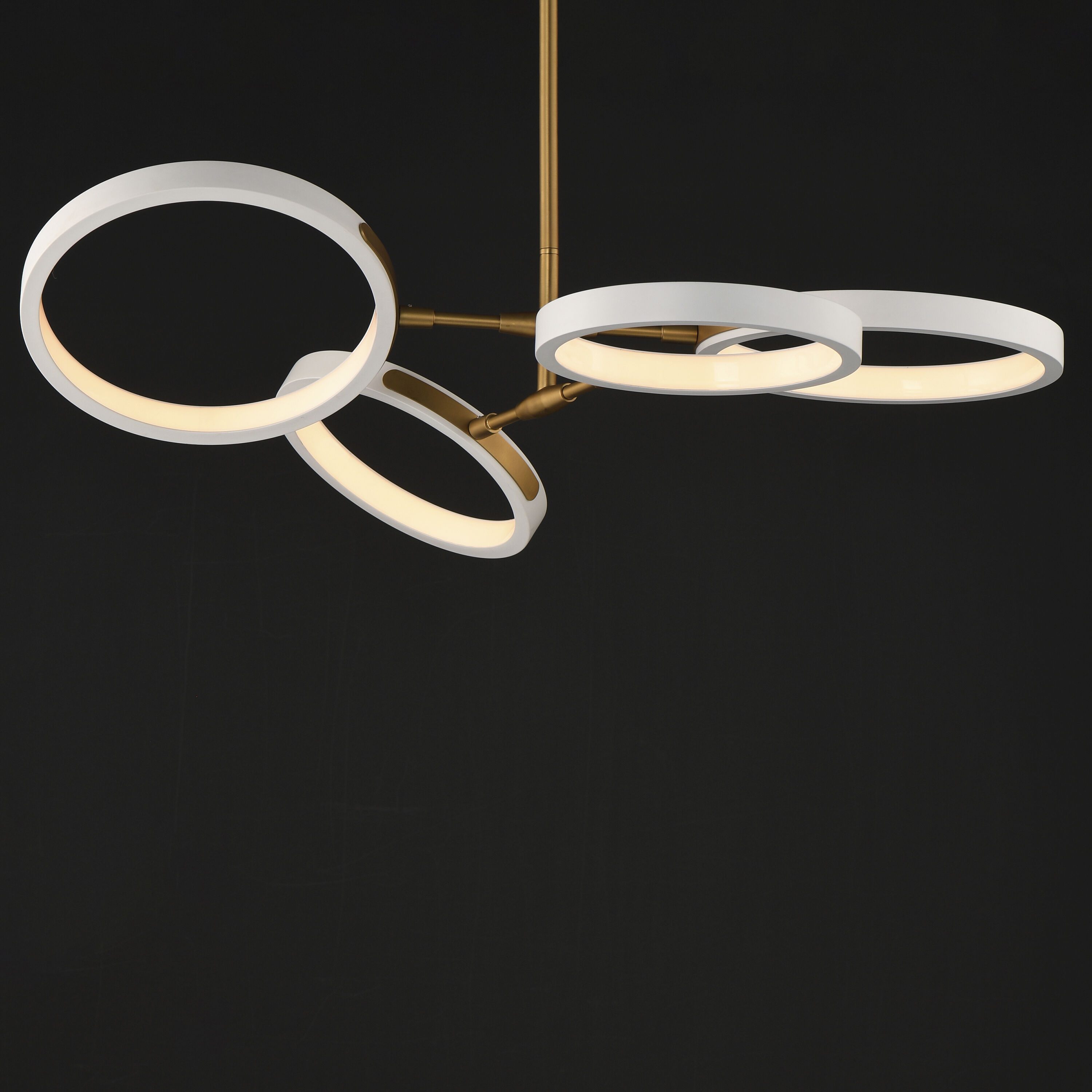 Hoopla LED 33 inch White and Gold Chandelier Ceiling Light in White/Gold