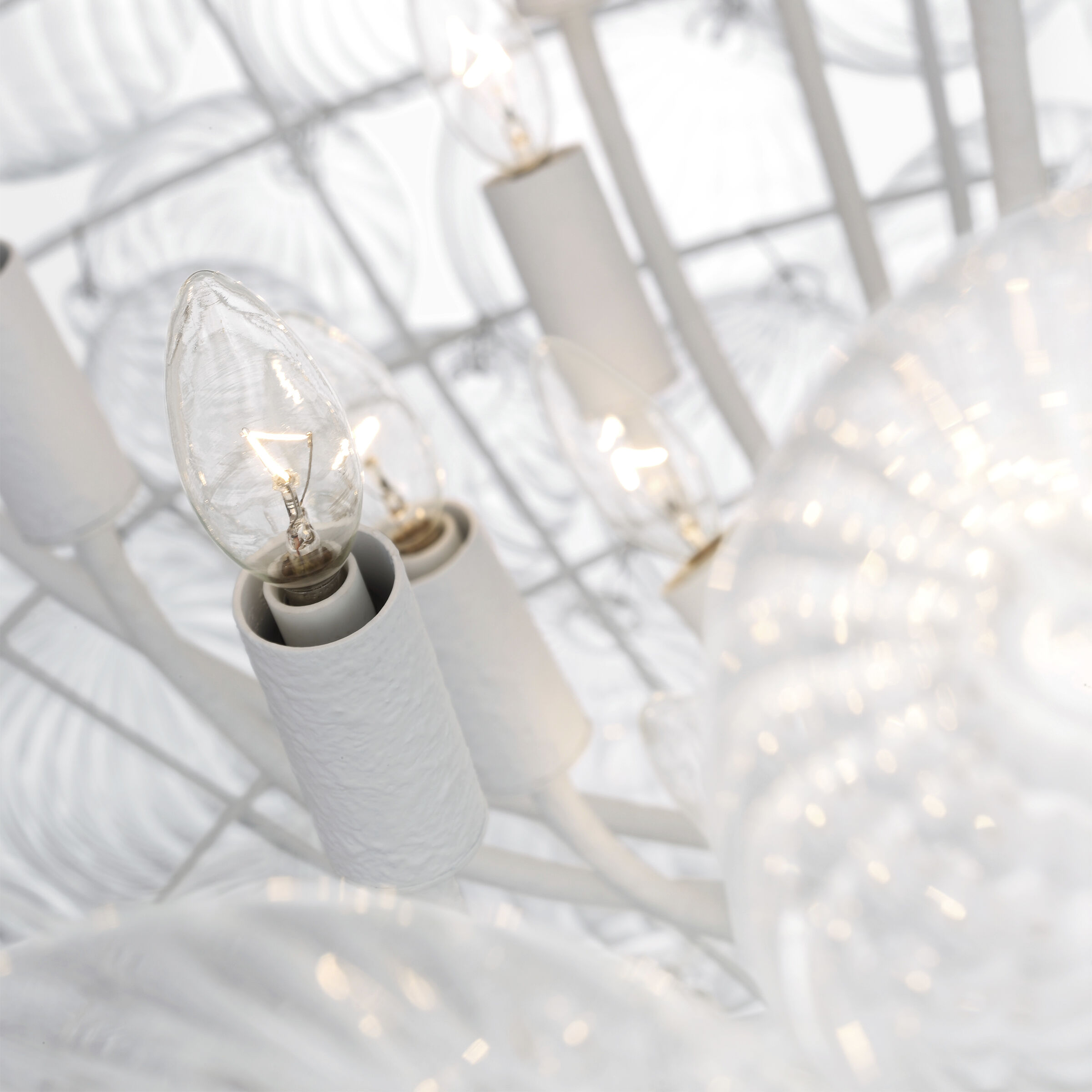 Julie Neill Talia LED 65.75 inch Plaster White and Clear Swirled Glass Chandelier Ceiling Light