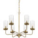 Farmhouse 6 Light 26 inch Natural Brass Chandelier Ceiling Light