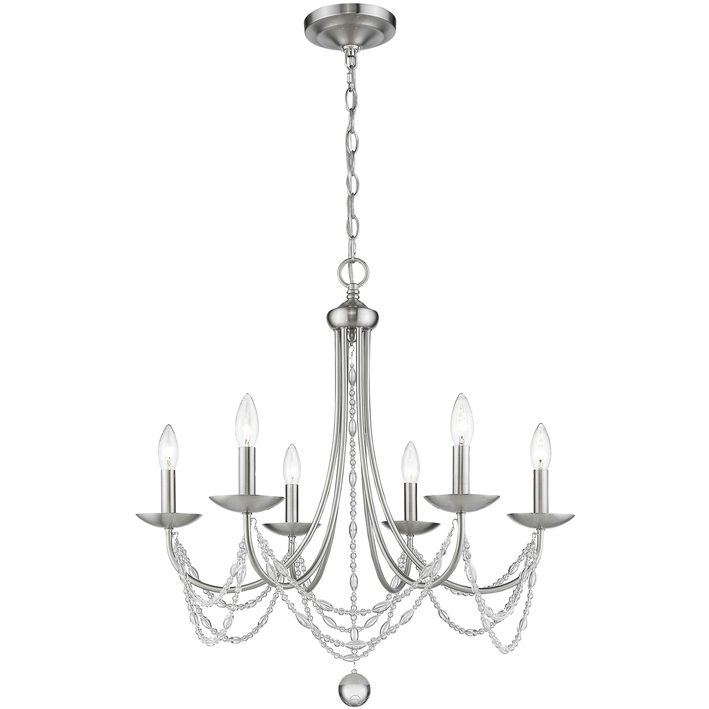 Mirabella 25 inch 60.00 watt Pewter Chandelier Ceiling Light in No Shade