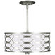 Allegretto 3 Light 24 inch Silver Pendant Ceiling Light in Silver Leaf, White Fabric