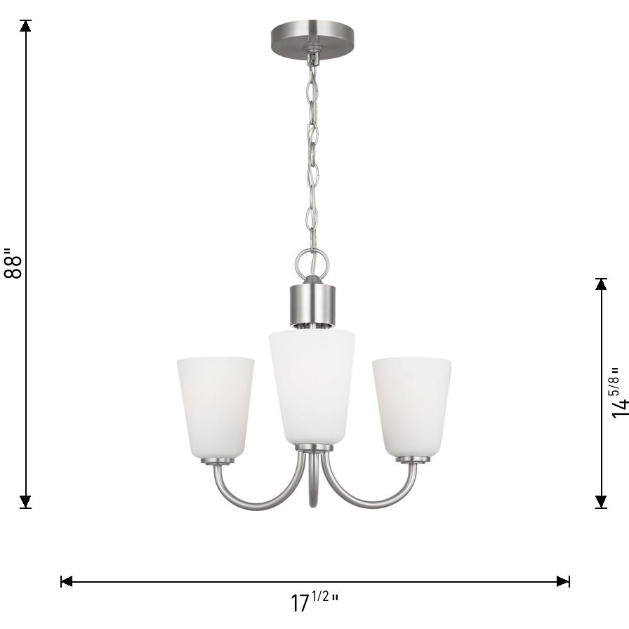 Miles 3 Light 21.5 inch Brushed Nickel Chandelier Ceiling Light