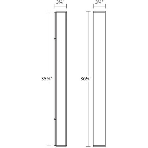 Sideways LED 36 inch Textured White Indoor-Outdoor Sconce, Inside-Out