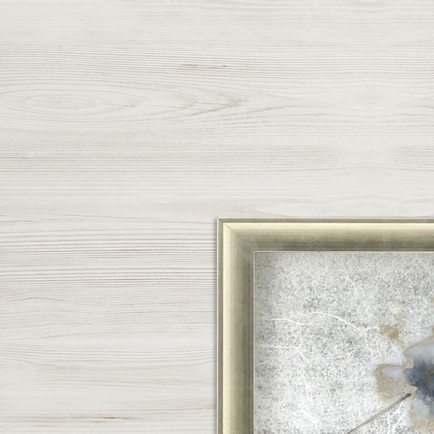 Serene Blossoms 2549 Blue and Beige and Metallic and Brown Framed Art, The Studio