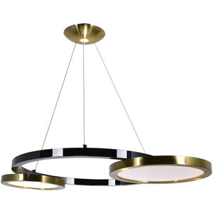 Deux Lunes 37 inch Brass and Pearl Black Down Chandelier Ceiling Light 