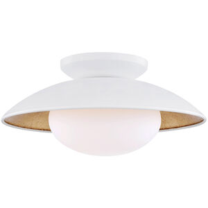 Cadence LED 14 inch White Lustro / Gold Leaf Combo Semi Flush Ceiling Light