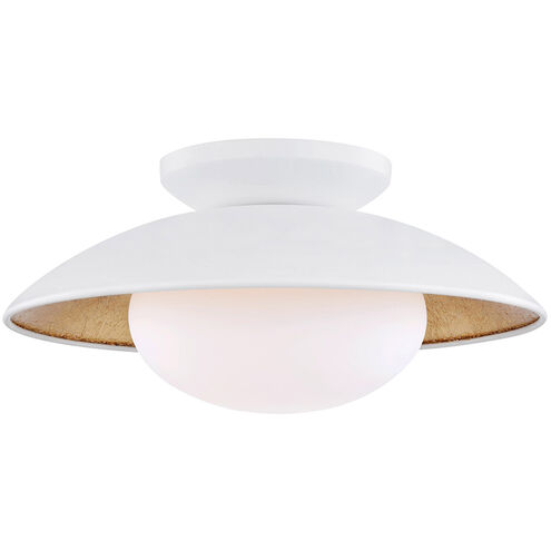 Cadence LED 14 inch White Lustro / Gold Leaf Combo Semi Flush Ceiling Light