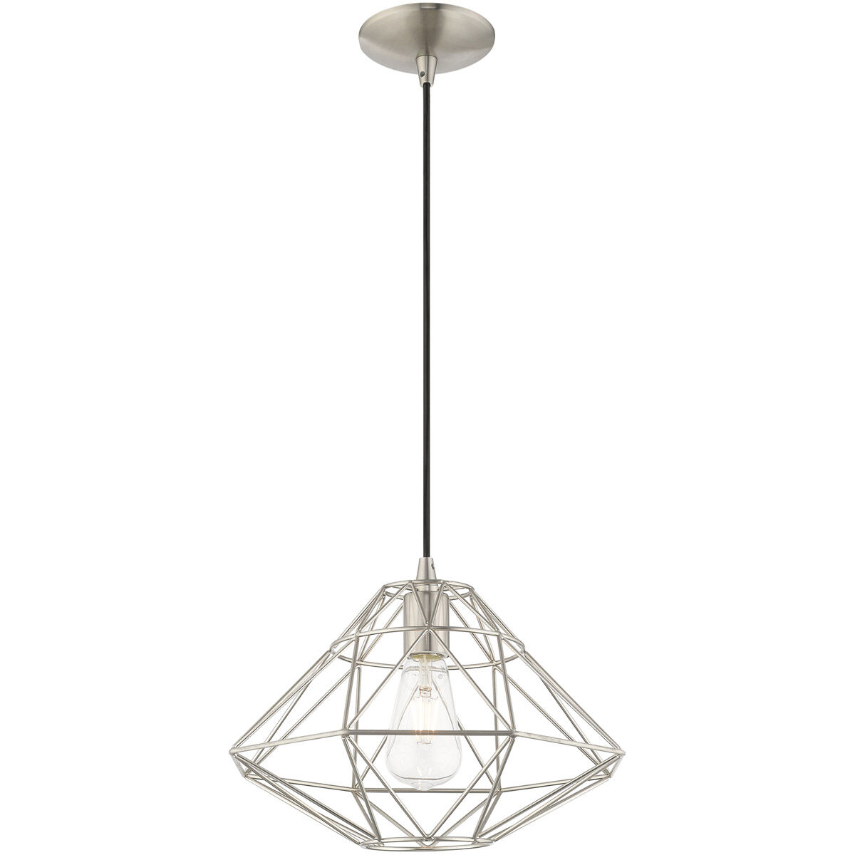 Geometric 1 Light 14 inch Brushed Nickel Mini Pendant Ceiling Light
