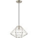 Geometric 1 Light 14 inch Brushed Nickel Mini Pendant Ceiling Light