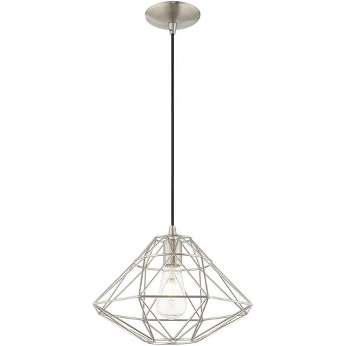 Geometric 1 Light 14 inch Brushed Nickel Mini Pendant Ceiling Light