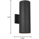 Outdoor Cylinders 2 Light 14.25 inch Black Outdoor Wall Lantern