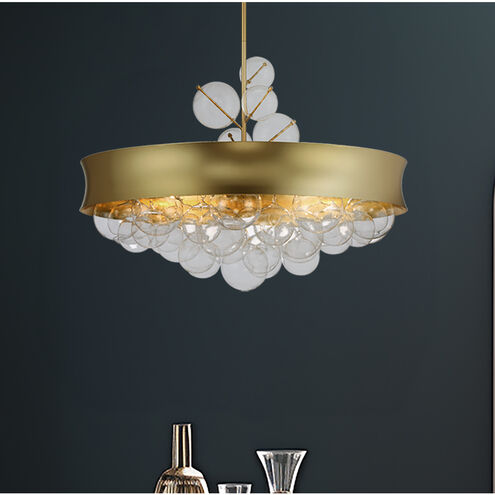 Verdi Square 8 Light 32 inch Soft Gold With Gold Leaf Convertible Pendant Ceiling Light