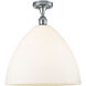Edison Bristol Glass 1 Light 16 inch Polished Chrome Semi-Flush Mount Ceiling Light in Matte White Glass