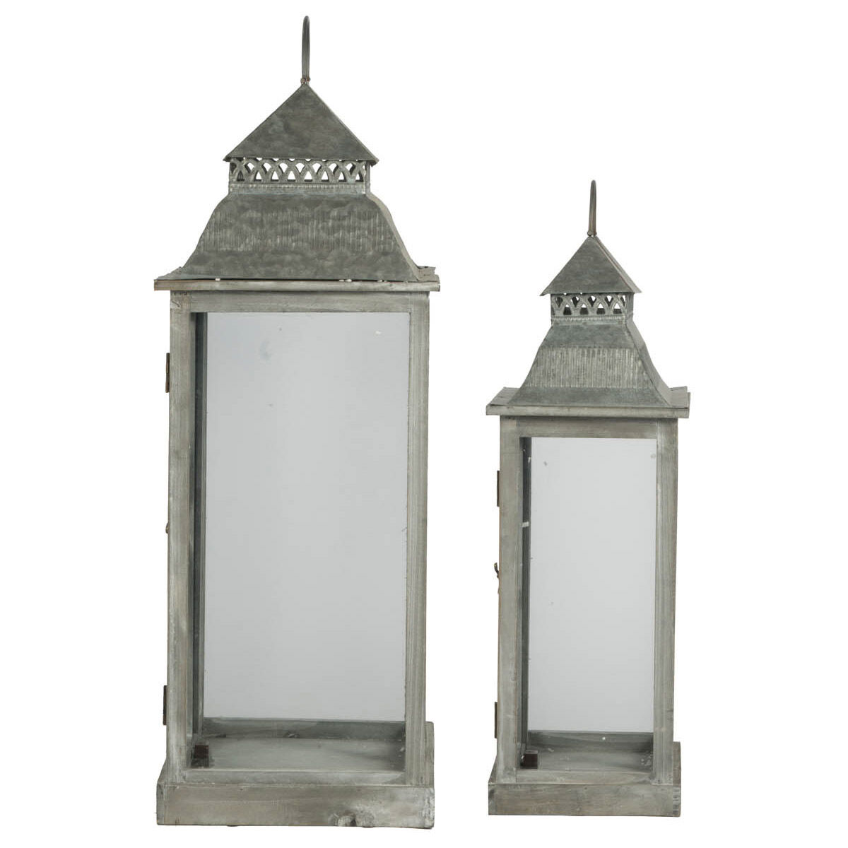 Scape 18.1 inch Zinc and Brown Lantern, Set of 2