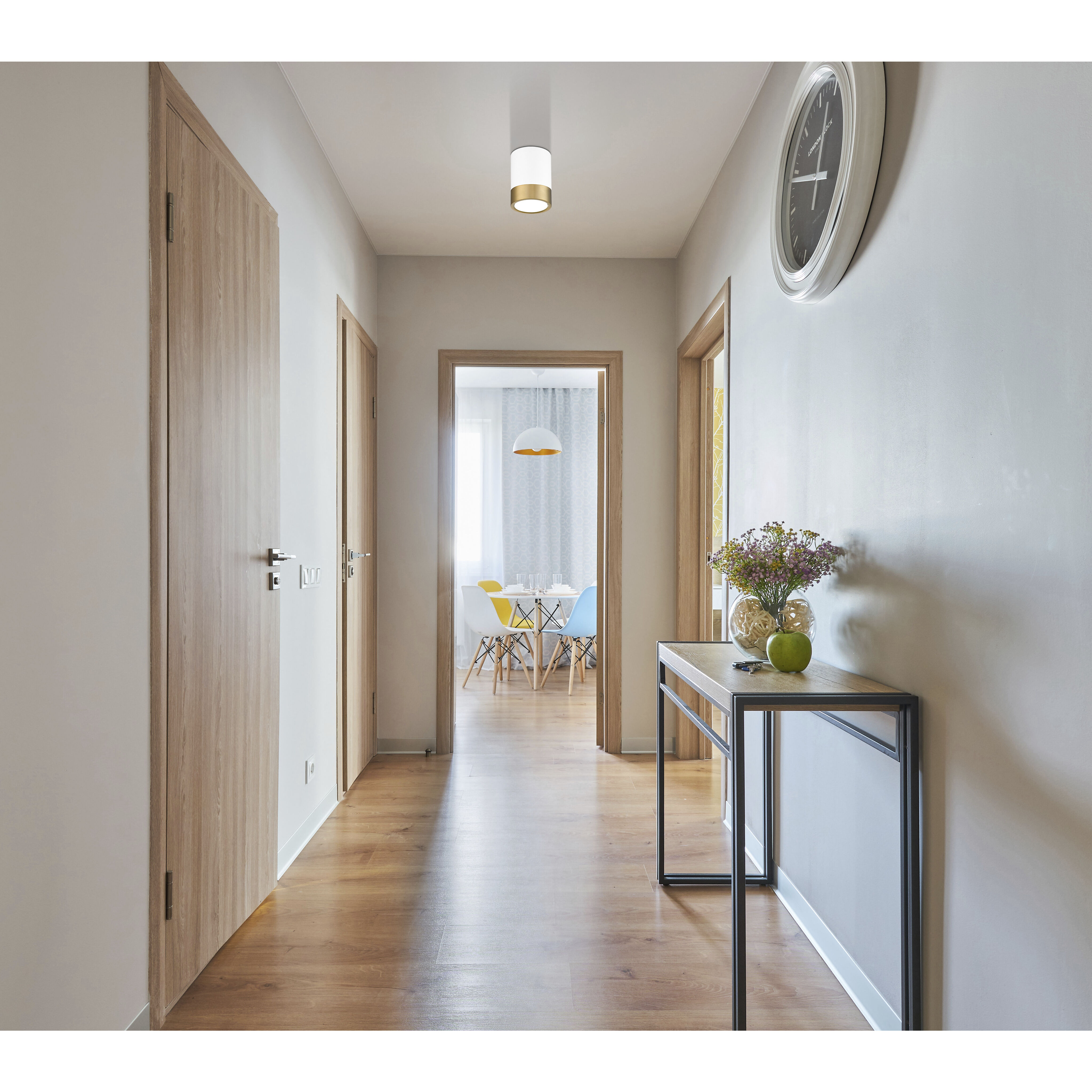 Algar LED 6 inch Matte White and Modern Gold Flush Mount Ceiling Light