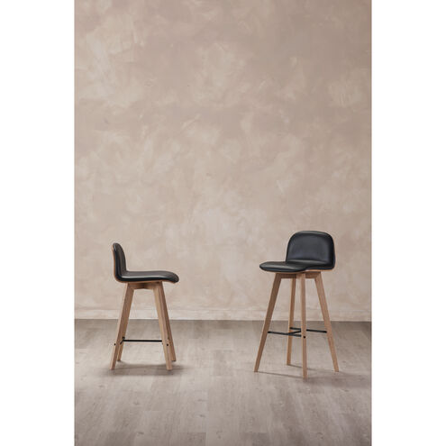 Napoli 37.5 inch Black Barstool, Leather