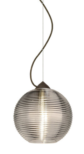 Kristall LED Bronze Pendant Ceiling Light in Smoke Spirit Glass