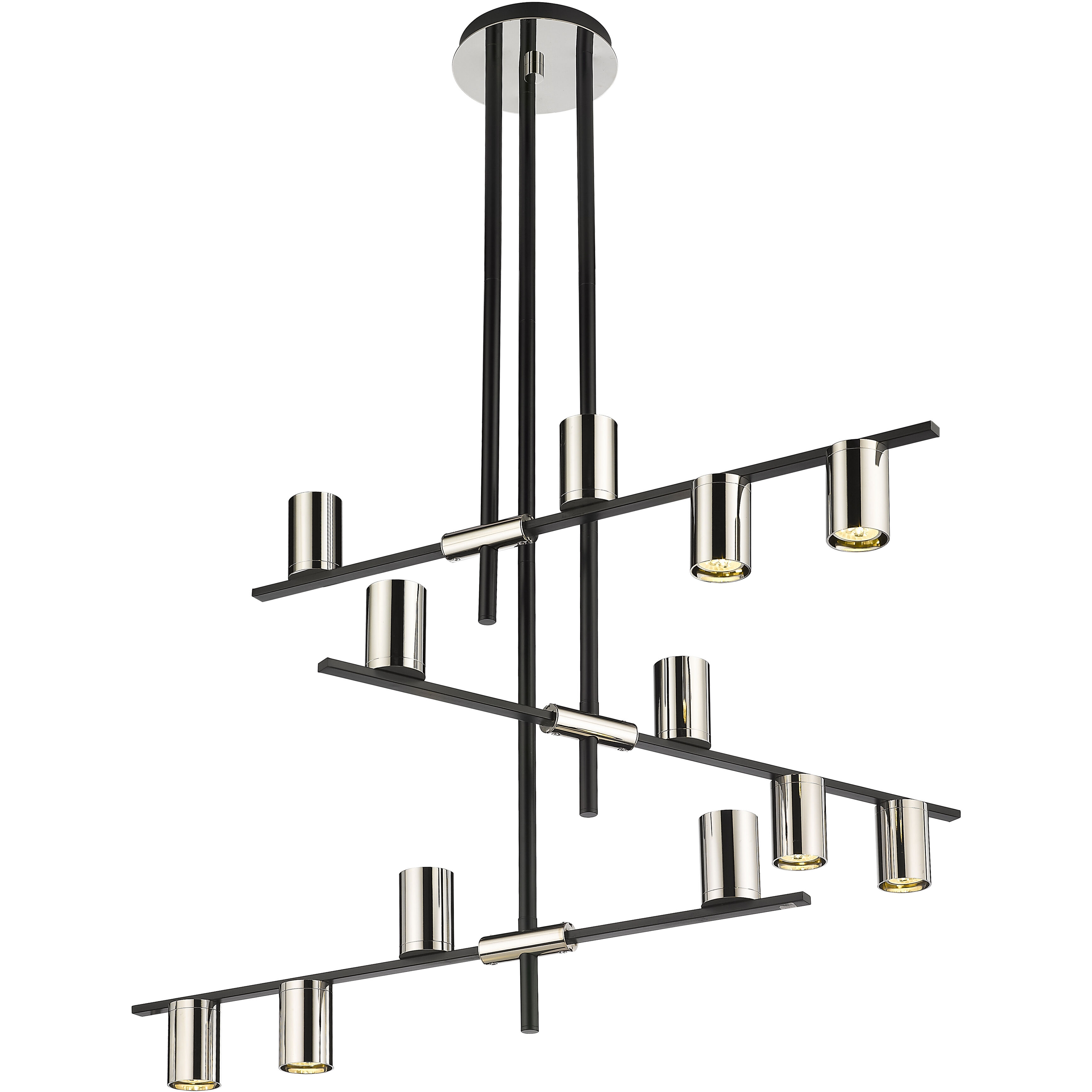 Calumet 12 Light 44 inch Matte Black and Polished Nickel Chandelier Ceiling Light in Hammered White and Brushed Nickel